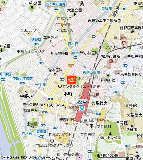 ダイエー松戸西口店・イオンフードスタイル付近の地図